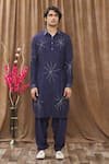 Buy Soniya G Blue Handloom Silk Thread, Star Embroidered Kurta Set Online at Aza Fashions Buy_Soniya G_Blue Handloom Silk Thread, Star Embroidered Kurta Set_Online_at_Aza_Fashions