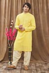 Buy_Soniya G_Yellow Lucknowi Floral, Thread Kurta And Salwar Set_at_Aza_Fashions