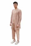 Buy_Ankur J_Pink Gunjan Net Reflex Jaune Embroidered Jacket Pant Set_at_Aza_Fashions