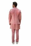 Shop_Ankur J_Peach Cotton Silk Mirror , Thread Reflex Embroidered Jacket Kurta Set _at_Aza_Fashions