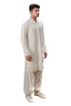Ankur J_White Cotton Silk Mirror , Mukaish , Thread Preet Kurta Set _Online_at_Aza_Fashions