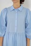 Buy_More Soul_Blue 100 % Cotton Collared Neck Tiered Dress_Online_at_Aza_Fashions