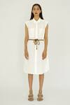 Buy_More Soul_White 100 % Cotton Collared Neck Shirt Dress_at_Aza_Fashions