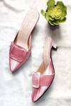 Shop_THE FROU FROU STUDIO_Pink Plain Audrey Buckle Kitten Heel Mules _at_Aza_Fashions