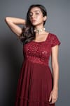 Buy_Shahmeen Husain_Maroon Chikankari Embroidered Floral Tiered Anarkali With Dupatta _Online_at_Aza_Fashions