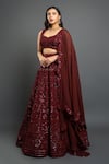 Buy_Shahmeen Husain_Maroon Chikankari Floral Embroidered Lehenga Set_Online_at_Aza_Fashions