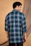 Shop_The Men's Kompany_Blue Cotton Checkered Shirt _at_Aza_Fashions