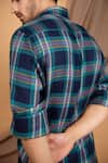 Buy_The Men's Kompany_Blue Cotton Checkered Shirt _Online_at_Aza_Fashions