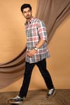 Buy_The Men's Kompany_Grey Cotton Checkered Shirt  _at_Aza_Fashions