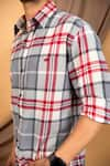 Buy_The Men's Kompany_Grey Cotton Checkered Shirt  _Online_at_Aza_Fashions