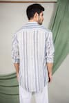 Shop_The Men's Kompany_Grey Linen Cotton Striped Shirt  _at_Aza_Fashions