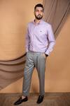 Buy_The Men's Kompany_Purple Poplin Cuff Sleeve Shirt  _at_Aza_Fashions