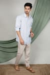 Buy_The Men's Kompany_Blue Cotton Shirt  _at_Aza_Fashions