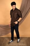 Buy_The Men's Kompany_Brown Cotton Shirt  _at_Aza_Fashions