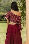 Seeaash_Red Lehenga Organza And Blouse Lurex Print & Embroidery Bahaar Set _Online_at_Aza_Fashions
