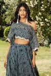 Buy_Seeaash_Blue Lehenga Organza And Blouse Lurex Print & Embroidery Bahaar Set _Online_at_Aza_Fashions