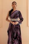 Buy_Seeaash_Black Modal Satin Safar Cowl Dress With Belt_Online_at_Aza_Fashions