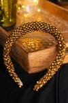 Buy_Choko_Gold Embellished Diva Beaded Hair Band _at_Aza_Fashions