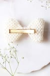 Shop_Choko_White Bow Embellished Hairclip_at_Aza_Fashions