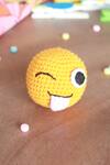 Choko_Yellow Crochet Playful Emoji Hair Tie_Online_at_Aza_Fashions