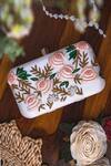 Buy_NR BY NIDHI RATHI_White Embroidered Silk Rose Clutch _at_Aza_Fashions