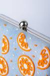 NR by Nidhi Rathi_Denim Orange Embroidered Clutch_at_Aza_Fashions