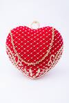 NR BY NIDHI RATHI_Velvet Embroidered Heart Clutch_Online_at_Aza_Fashions