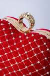 NR BY NIDHI RATHI_Velvet Embroidered Heart Clutch_at_Aza_Fashions