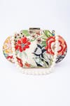 NR BY NIDHI RATHI_Multi Color Embroidered Floral Print Oval Clutch _Online_at_Aza_Fashions