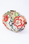 Buy_NR BY NIDHI RATHI_Multi Color Embroidered Floral Print Oval Clutch _Online_at_Aza_Fashions