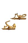 Shop_Eina Ahluwalia_Gold Sabr And Shukr Cufflinks Set Of 2 _at_Aza_Fashions