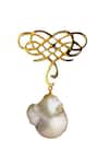 Eina Ahluwalia_Gold Plated Baroque Pearl Infinite Love Earrings_Online_at_Aza_Fashions