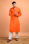 Buy_Kalp_Orange Cotton Embroidered Kurta For Men_at_Aza_Fashions