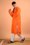 Buy_Kalp_Orange Cotton Embroidered Kurta For Men_Online_at_Aza_Fashions