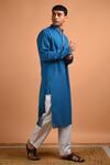 Kalp_Blue Cotton Kurta_Online_at_Aza_Fashions