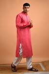 Kalp_Pink Cotton Kurta_Online_at_Aza_Fashions