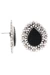 Noor_Black Stone Tear Drop Shaped Stud Earrings _Online_at_Aza_Fashions