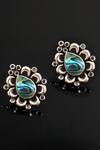 Buy_Noor_Silver Plated Metallic Thread Stone Embellished Stud Earrings_Online_at_Aza_Fashions