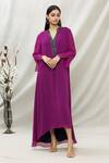 Buy_Kommal Sood_Purple Georgette Embellished Stone Band Asymmetric Tunic  _at_Aza_Fashions