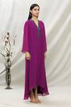 Kommal Sood_Purple Georgette Embellished Stone Band Asymmetric Tunic  _Online_at_Aza_Fashions
