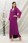 Buy_Kommal Sood_Purple Georgette Embellished Stone Band Asymmetric Tunic  _Online_at_Aza_Fashions