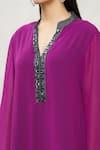 Kommal Sood_Purple Georgette Embellished Stone Band Asymmetric Tunic  _at_Aza_Fashions