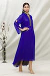 Buy_Kommal Sood_Blue Georgette Embellished Stone Band Asymmetric Tunic  _at_Aza_Fashions