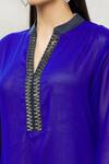 Kommal Sood_Blue Georgette Embellished Stone Band Asymmetric Tunic  _at_Aza_Fashions