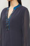 Kommal Sood_Grey Georgette Embellished Stone Band Layered Collar Tunic  _at_Aza_Fashions