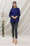Buy_Kommal Sood_Blue Satin Embellished Stone High Neck Top  _Online_at_Aza_Fashions