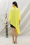 Shop_Kommal Sood_Yellow Georgette High Neck Dress With Inner _at_Aza_Fashions