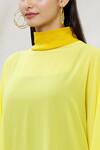 Kommal Sood_Yellow Georgette High Neck Dress With Inner _at_Aza_Fashions