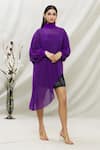 Buy_Kommal Sood_Purple Georgette High Neck Dress With Inner _Online_at_Aza_Fashions