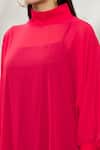 Shop_Kommal Sood_Red Georgette High Neck Dress With Inner _Online_at_Aza_Fashions